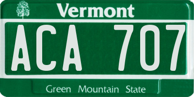VT license plate ACA707