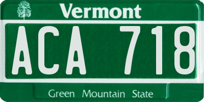 VT license plate ACA718