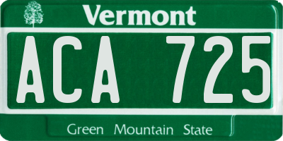 VT license plate ACA725