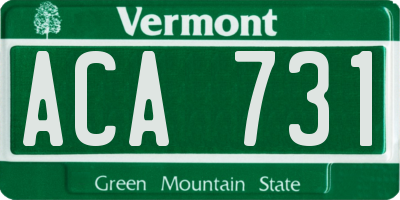 VT license plate ACA731