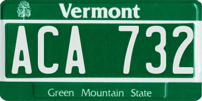 VT license plate ACA732