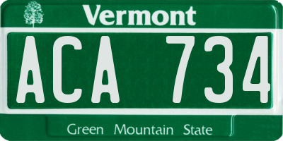 VT license plate ACA734