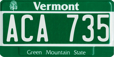 VT license plate ACA735
