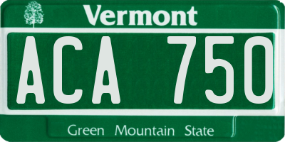 VT license plate ACA750