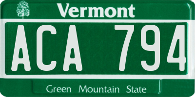 VT license plate ACA794