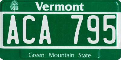 VT license plate ACA795