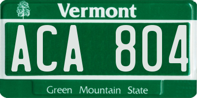 VT license plate ACA804