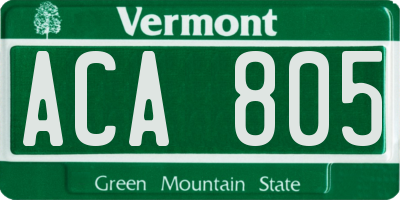 VT license plate ACA805