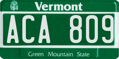 VT license plate ACA809