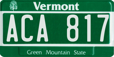 VT license plate ACA817