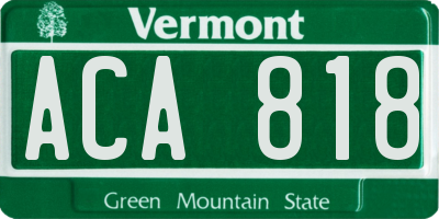 VT license plate ACA818