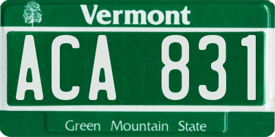 VT license plate ACA831