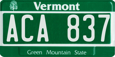 VT license plate ACA837