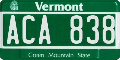 VT license plate ACA838