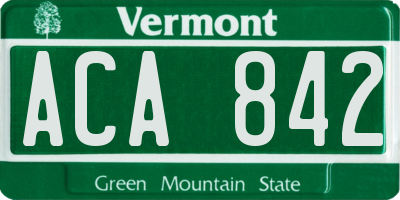 VT license plate ACA842
