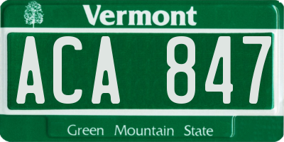 VT license plate ACA847
