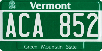 VT license plate ACA852