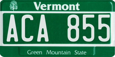 VT license plate ACA855