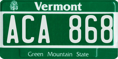 VT license plate ACA868