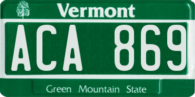 VT license plate ACA869