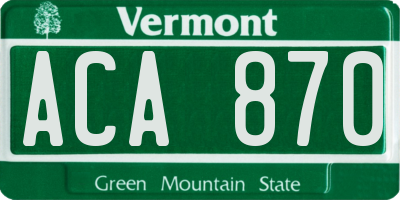VT license plate ACA870