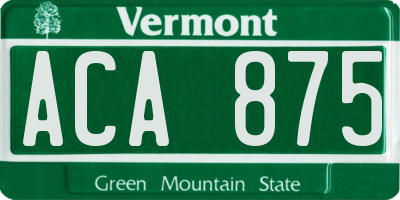 VT license plate ACA875