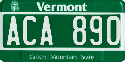 VT license plate ACA890