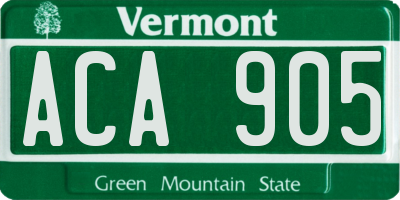 VT license plate ACA905