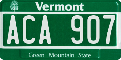 VT license plate ACA907