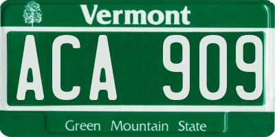 VT license plate ACA909