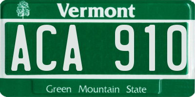 VT license plate ACA910