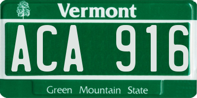 VT license plate ACA916