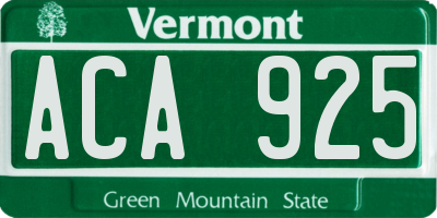 VT license plate ACA925