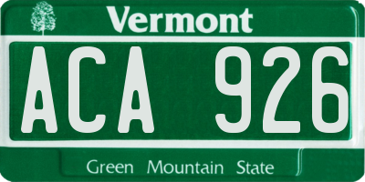 VT license plate ACA926