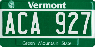 VT license plate ACA927