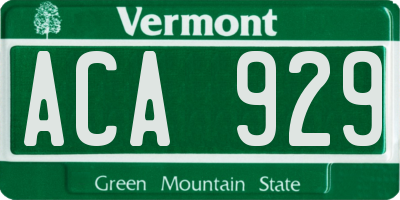VT license plate ACA929