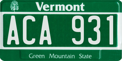 VT license plate ACA931
