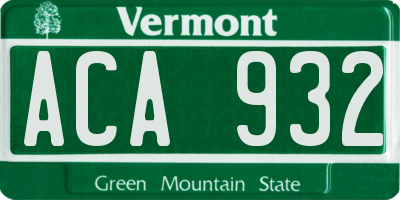 VT license plate ACA932