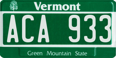VT license plate ACA933