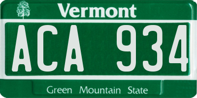 VT license plate ACA934