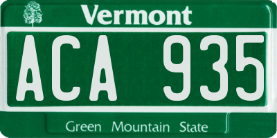 VT license plate ACA935