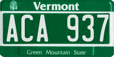 VT license plate ACA937