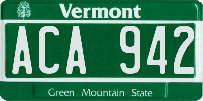 VT license plate ACA942