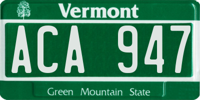 VT license plate ACA947