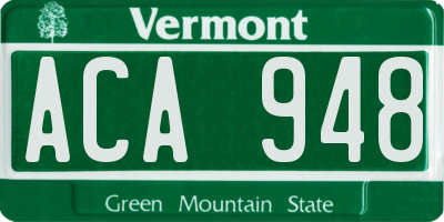 VT license plate ACA948
