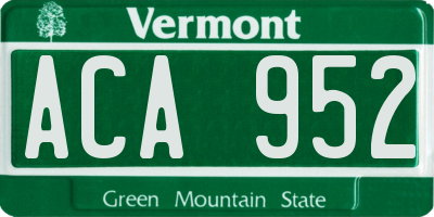VT license plate ACA952