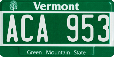 VT license plate ACA953