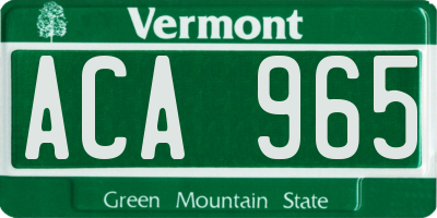 VT license plate ACA965