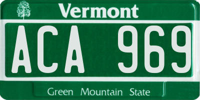 VT license plate ACA969