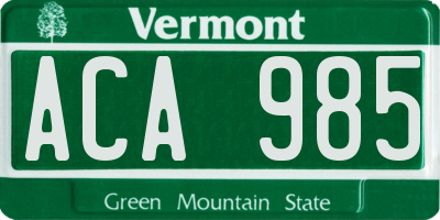 VT license plate ACA985